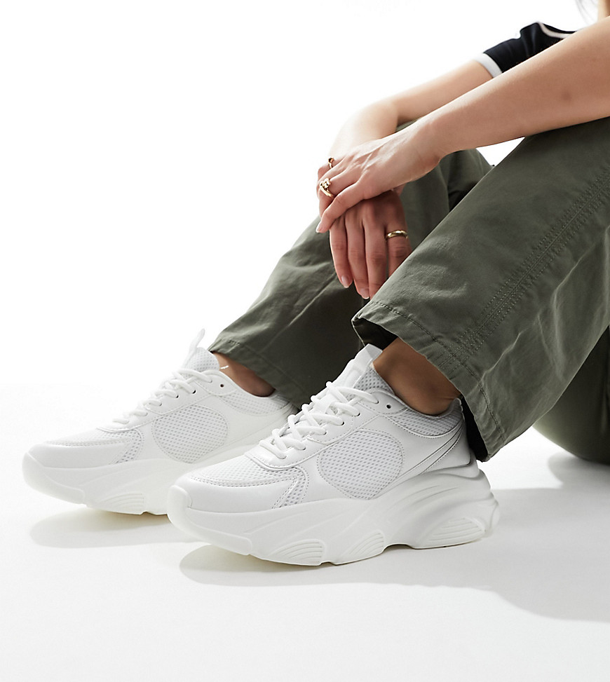 Asos Design Wide Fit Drop Sneakers In White