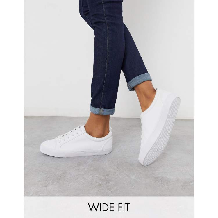 ASOS DESIGN Wide Fit Dunn lace up sneakers in white ASOS