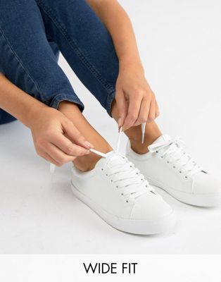 wide fit white trainers