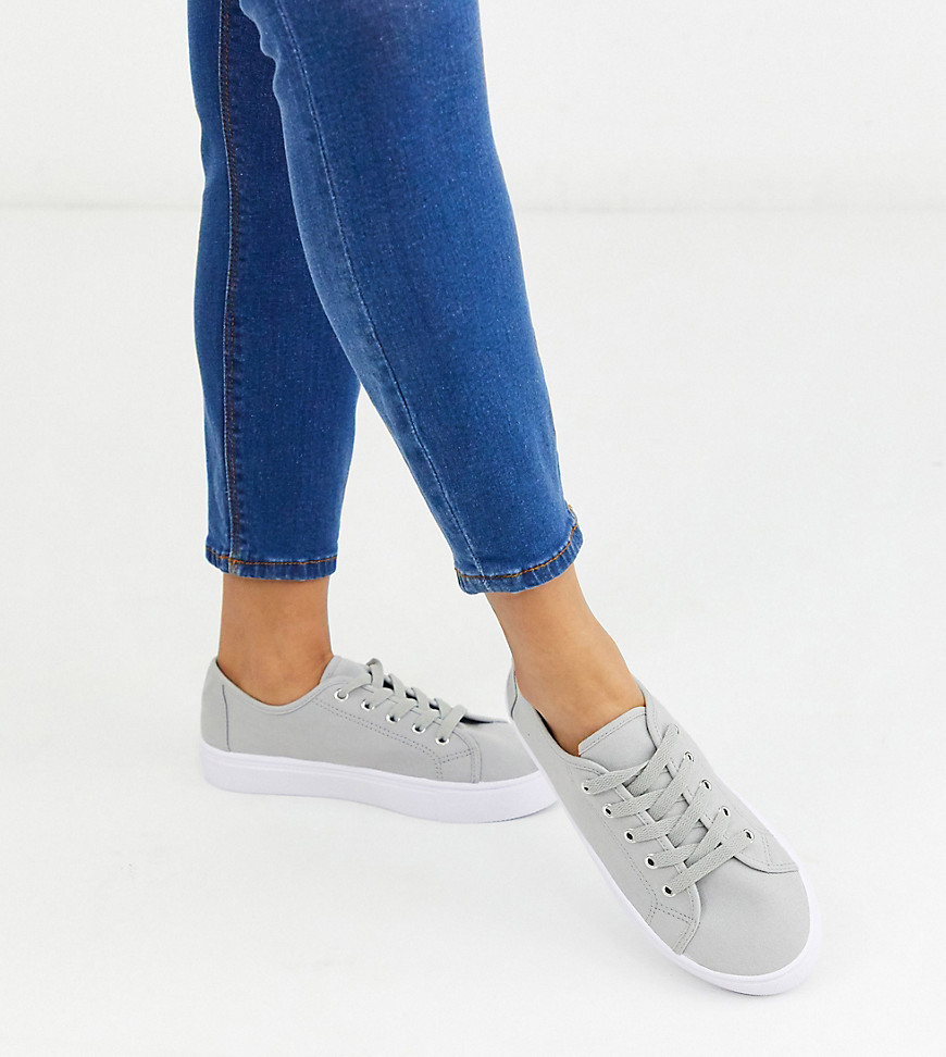 Asos Design Wide Fit Dusty Lace Up Sneakers In Gray