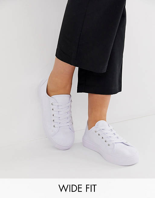 ASOS DESIGN Wide Fit Dusty lace up sneakers in white