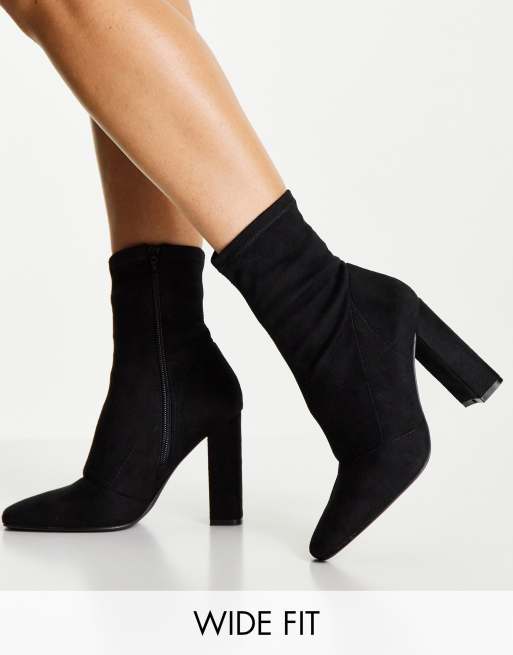 Black heeled sock booties sale