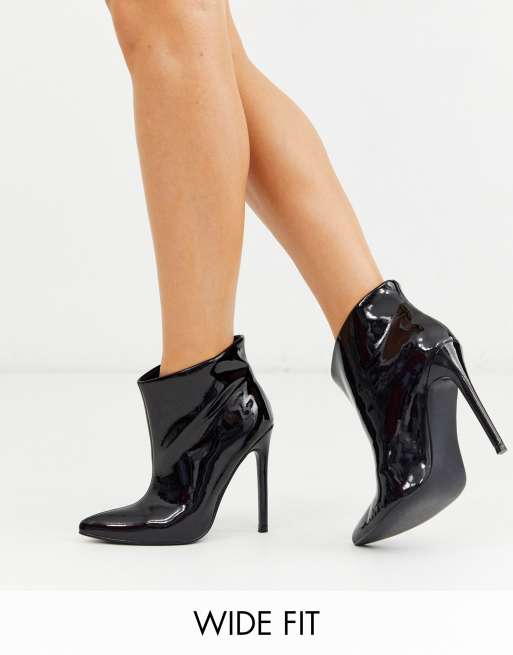 Wide fit cheap patent ankle boots