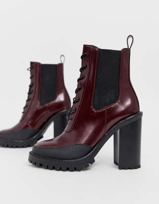 womens chunky lace up boots