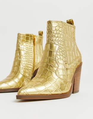 gold croc boots