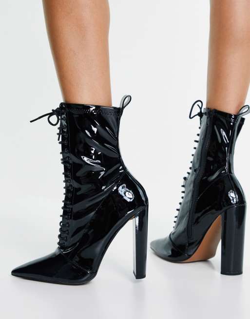 Asos black clearance patent ankle boots