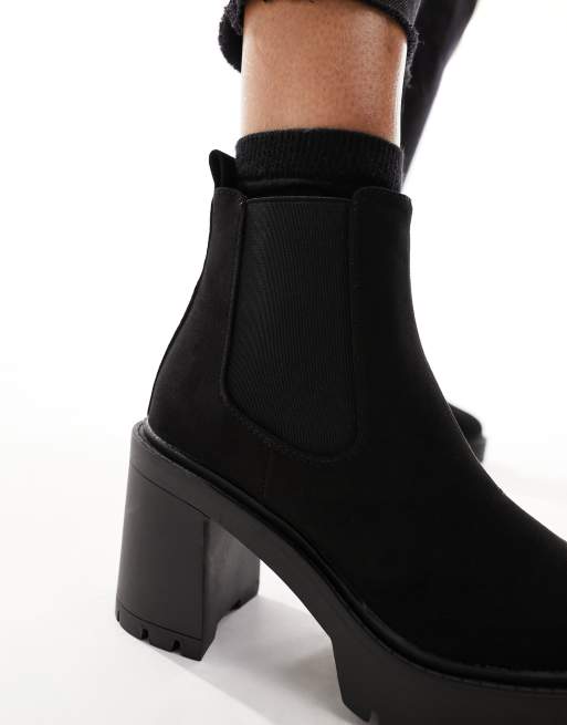 ASOS DESIGN – Wide Fit – Elma – Svarta, grova chelseaboots med klackar och bred passform, 3 av 4