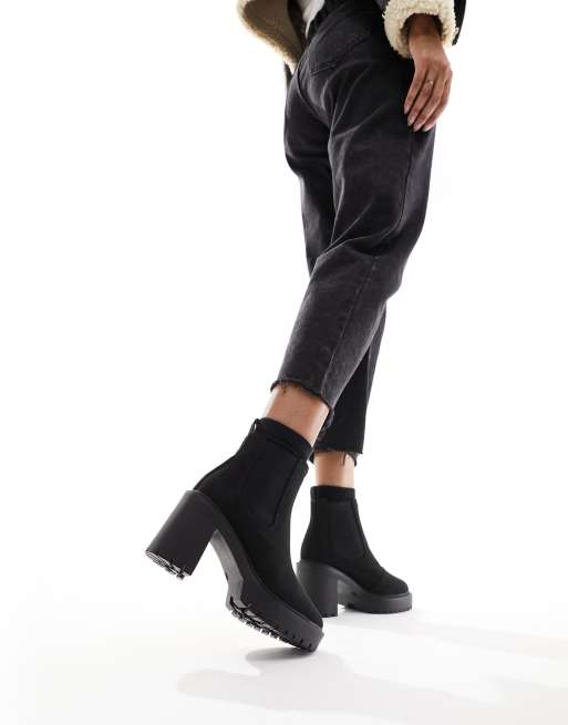 ASOS DESIGN – Wide Fit – Elma – Svarta, grova chelseaboots med klackar och bred passform, 4 av 4