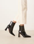 [ASOS DESIGN Wide Fit] ASOS DESIGN Wide Fit Elodie chisel toe heeled boots in black 9 BLACK