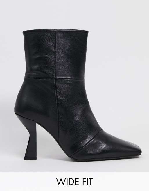 asos design cali premium leather heeled knee boots
