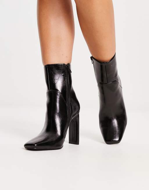 ASOS DESIGN Wide Fit Embassy high heeled ankle boots in black ASOS