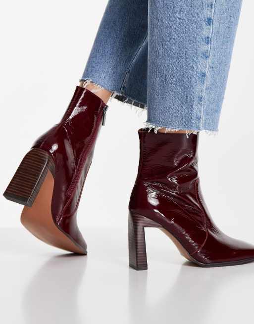 Burgundy store booties leather