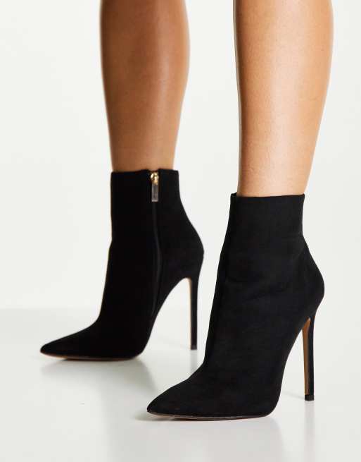 black heeled sock boots