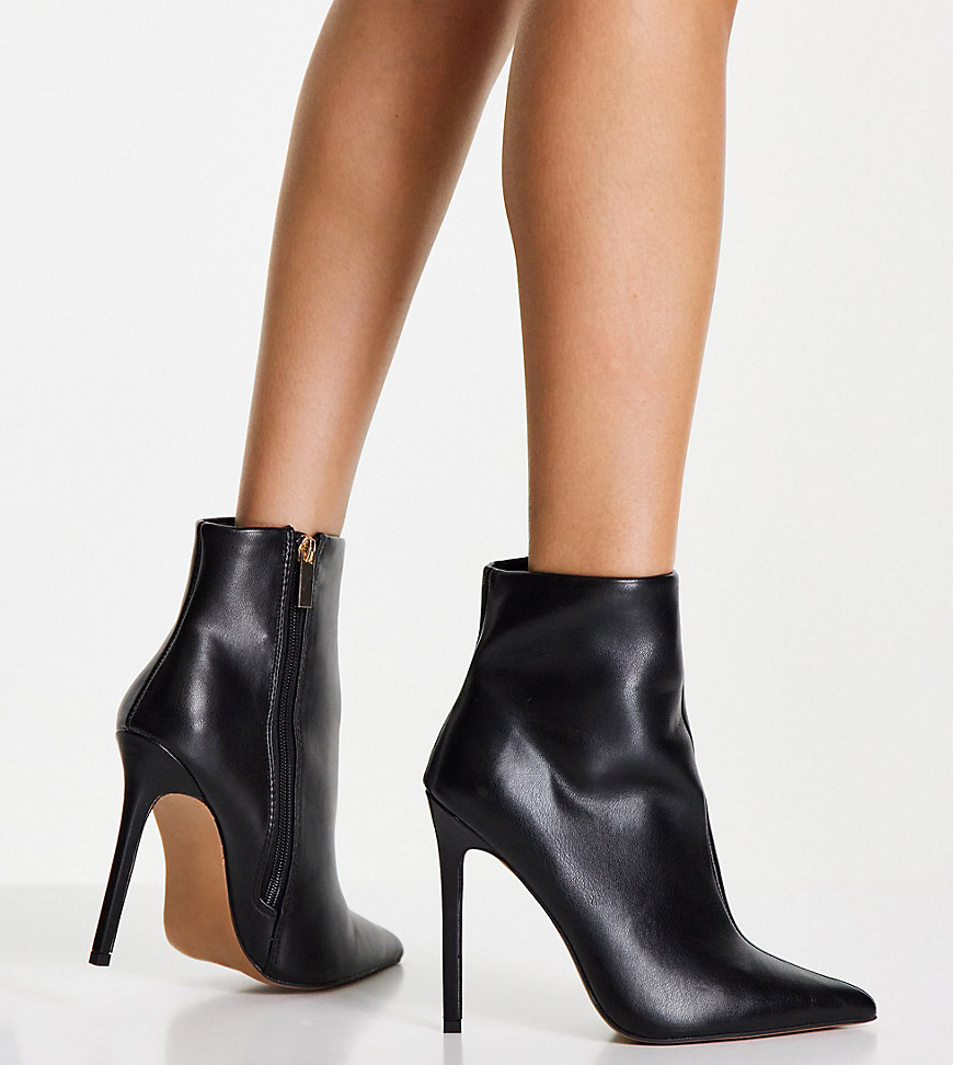 ASOS DESIGN Wide Fit Emerald high heeled sock boots in black