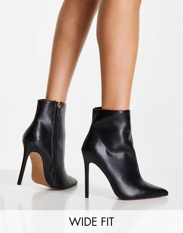 ASOS DESIGN Wide Fit Emerald high heeled sock boots in black