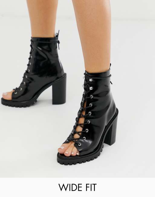 Lace up sale booties peep toe