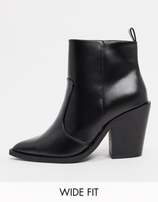 wide fit black heeled boots