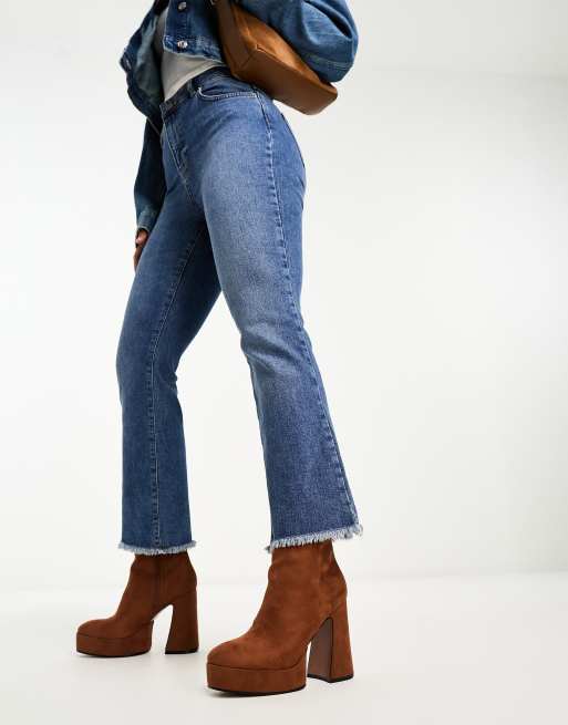ASOS DESIGN Wide Fit – Enchant – Jasnobrązowe botki na platformie i obcasie, 4 z 4