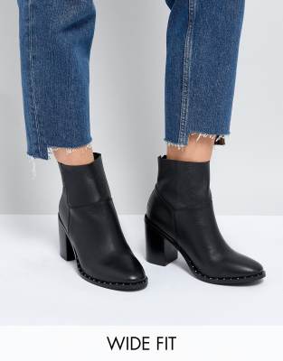 black leather wide fit ankle boots