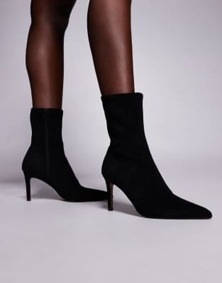 Asos Design Wide Fit Erika High-heeled Sock Boots In Black