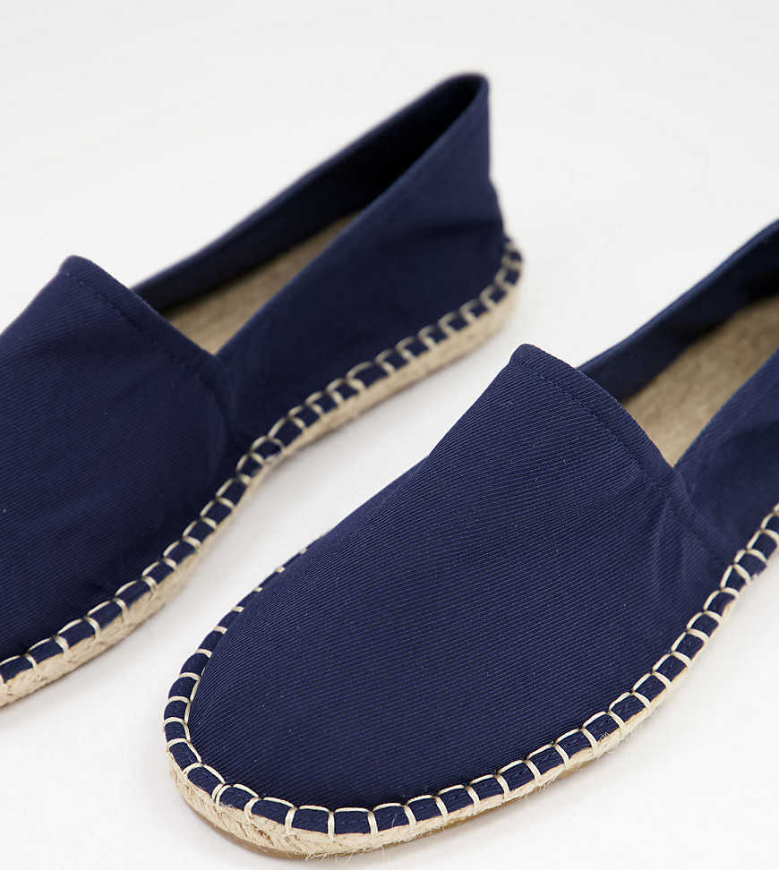 ASOS DESIGN Wide Fit espadrilles in navy twill canvas