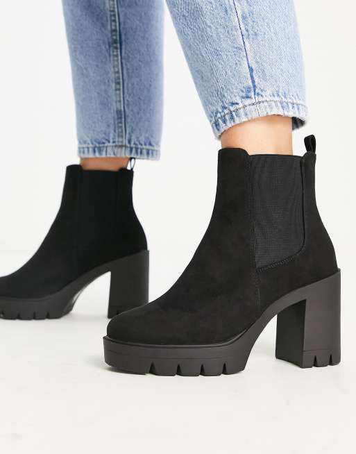 ASOS DESIGN Wide Fit Eve Bottines Chelsea chunky talon