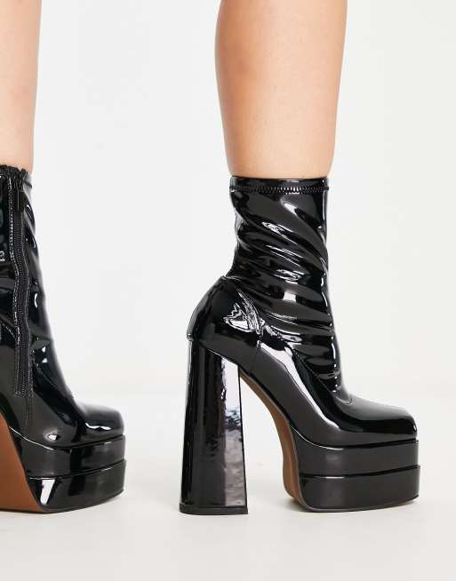 Asos black patent ankle hot sale boots