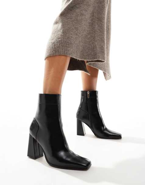 ASOS DESIGN Wide Fit – Everest – Czarne botki z rozszerzanym obcasem - view 1
