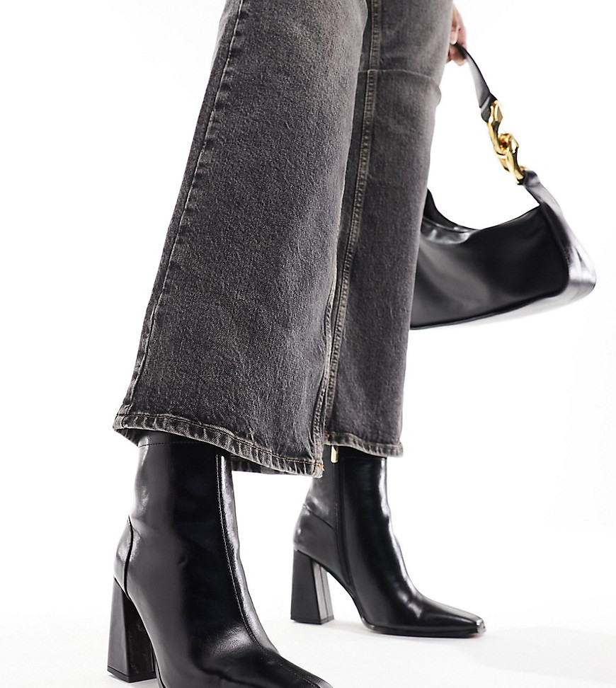 Asos Design Wide Fit Radiate Mid-heel Boots In Black