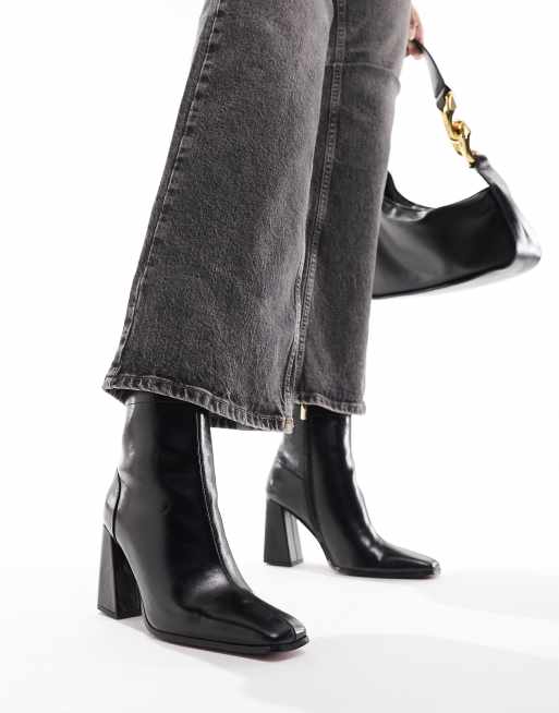 Asos black clearance leather ankle boots