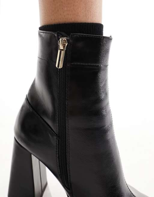 Black flared sales heel boots