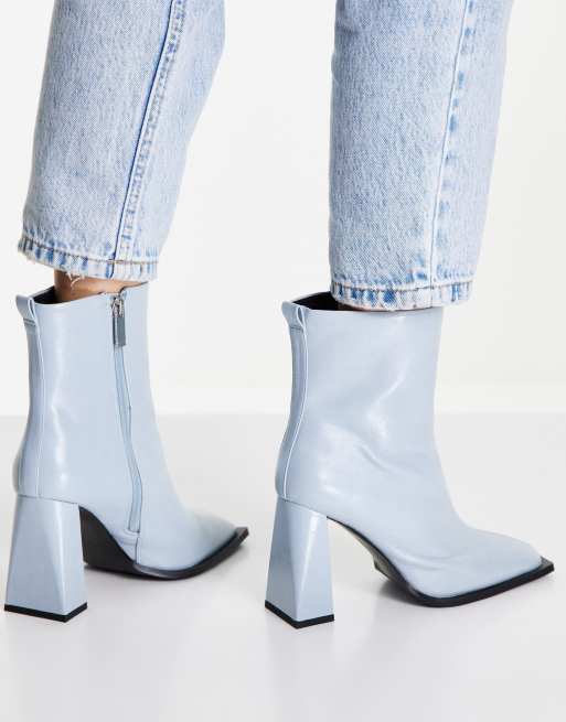 ASOS DESIGN Wide Fit Excel high heel ankle boots in blue