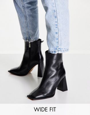 ASOS DESIGN Wide Fit Excel high-heeled ankle boots in black