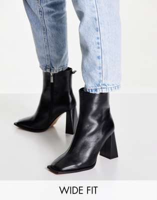 ASOS DESIGN Wide Fit Excel high-heeled ankle boots in black