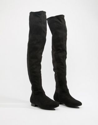 asos design kelby flat elastic thigh high boots