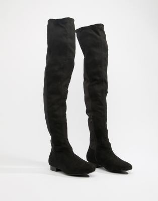 wide fit thigh high flat boots