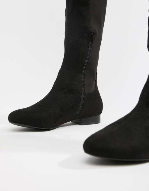 Asos design kelby flat shop elastic thigh high boots