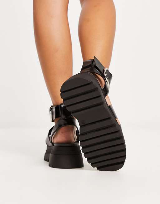 Asos design sandals online in black with buckle