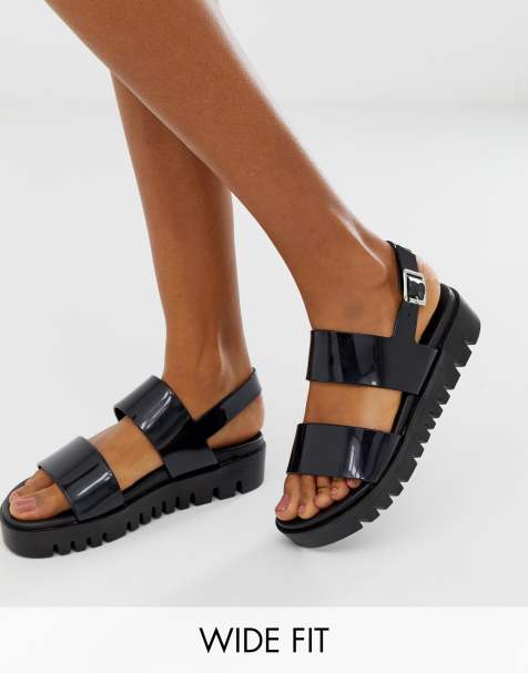 ASOS DESIGN Wide Fit - Fadey - Sandales plates en plastique