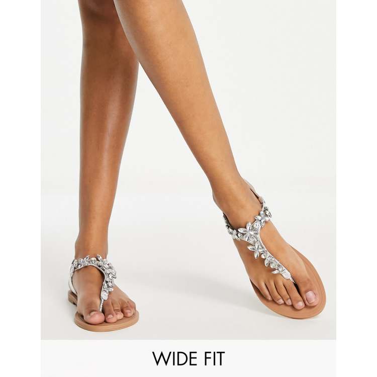 Next FOREVER COMFORT® EMBELLISHED TOE THONG SANDALS - T-bar sandals -  silver/silver-coloured - Zalando.de