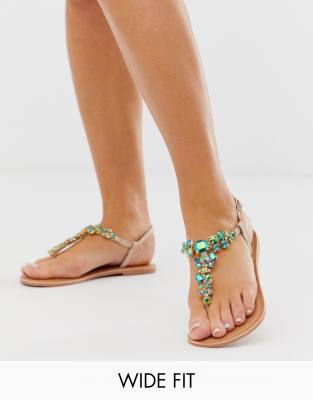 teal flat sandals