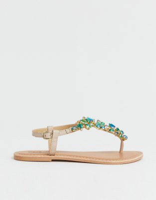 asos design wide fit fi embellished flat sandals