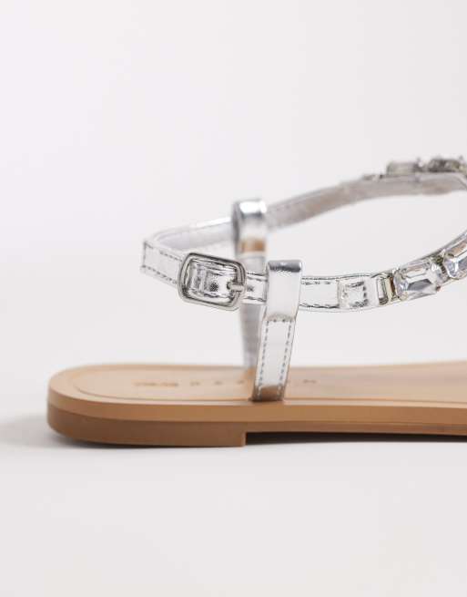 ASOS DESIGN Wide Fit – Fairywings – Silverfärgade, platta sandaler med utsmyckning, 3 av 4