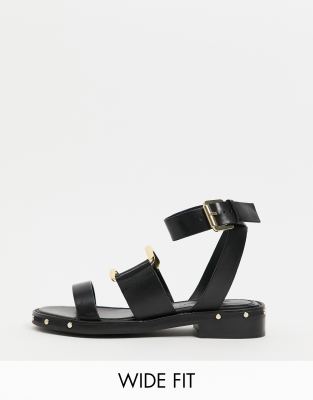 black studded flat sandals