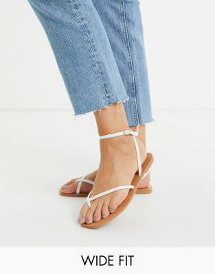 white wide fit flat sandals