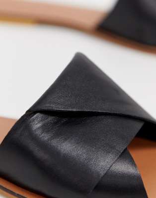 asos design favoured leather flat sandals