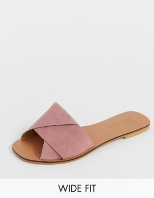 asos design favoured leather flat sandals