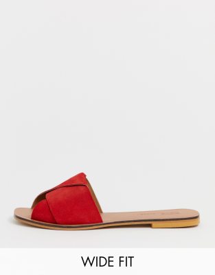asos design favoured leather flat sandals