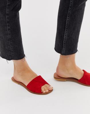 asos design favoured leather flat sandals