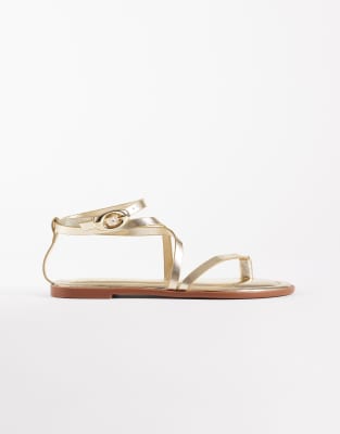 ASOS DESIGN Wide Fit Felicity strappy sandals in gold